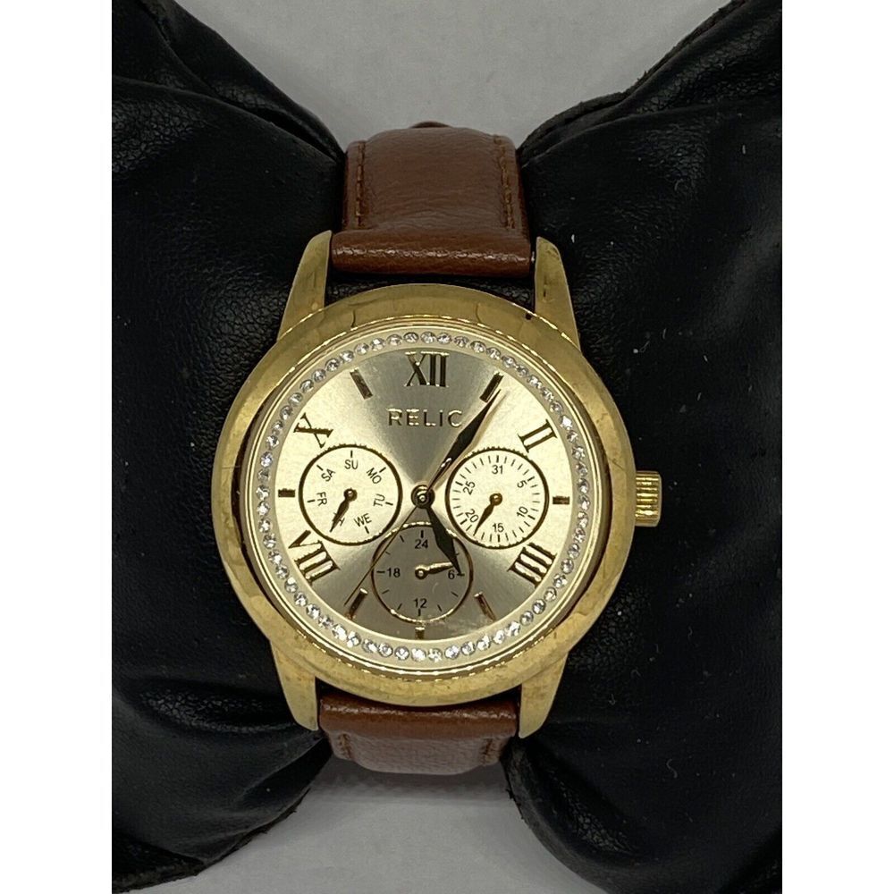 Relic ZR15831 Women's Brown Leather Analog Dial Quartz Genuine Wrist Watch OL452